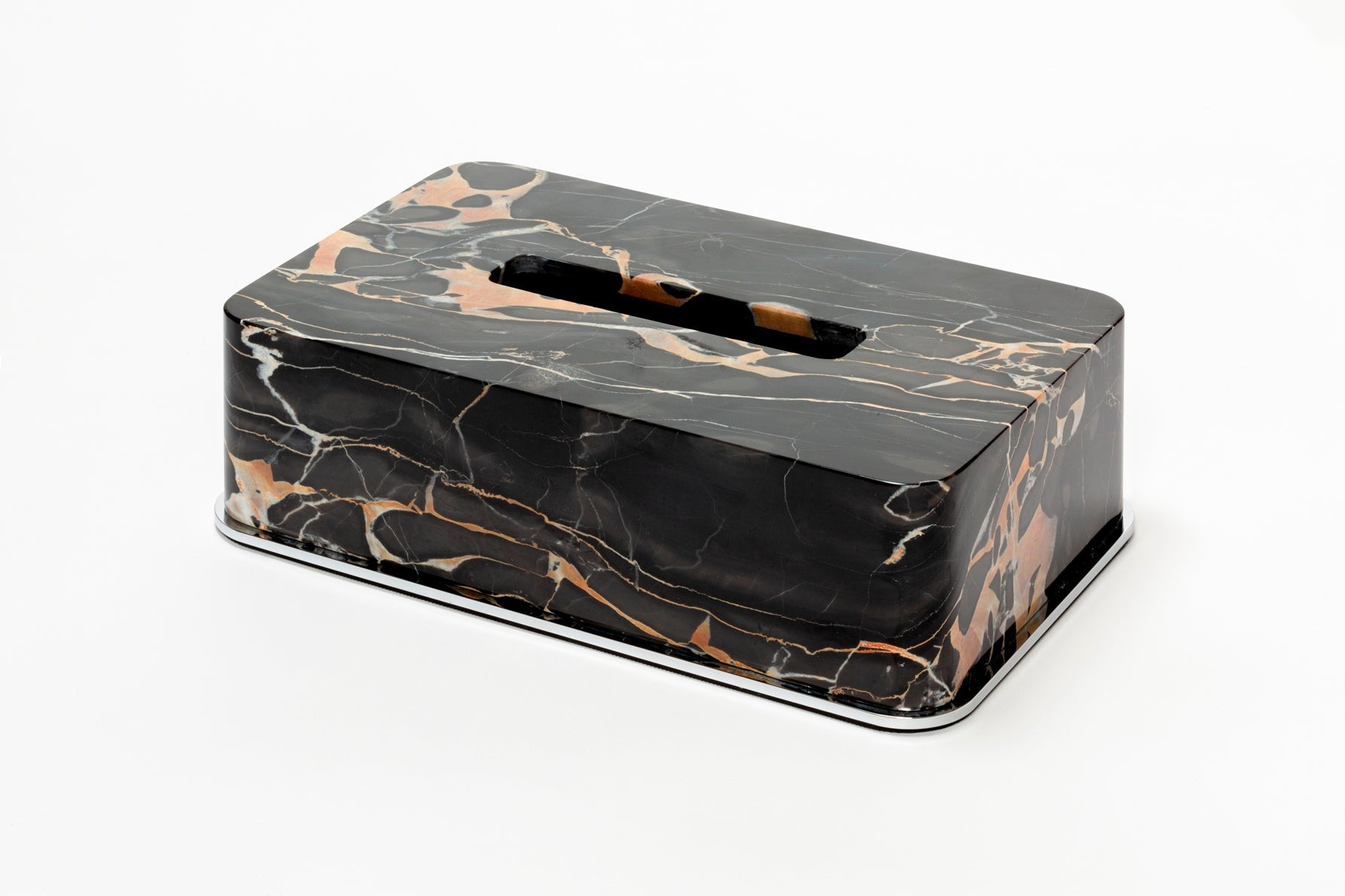 Giobagnara Polo Marble Tissue Holder | Marble Structure with Brass Base Frame | Non-Slip Waterproof Rubber Base | Part of Polo Marble Bathroom Set | Iconic Silhouette with Rounded Corners | Unique and Exclusive Design | Explore the Polo Marble Bathroom Collection at 2Jour Concierge, #1 luxury high-end gift & lifestyle shop
