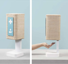 Automatic Woven Rattan Sanitizer Gel Dispenser with Corian® Base