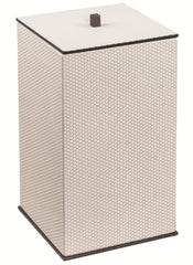 Firenze Leather-Covered Wood Bin With Metal Base Frame Square With Lid