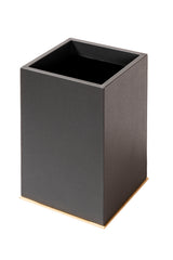 Firenze Leather-Covered Wood Bin With Metal Base Frame Square Without Lid