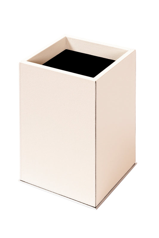 Firenze Leather-Covered Wood Bin With Metal Base Frame Square Without Lid