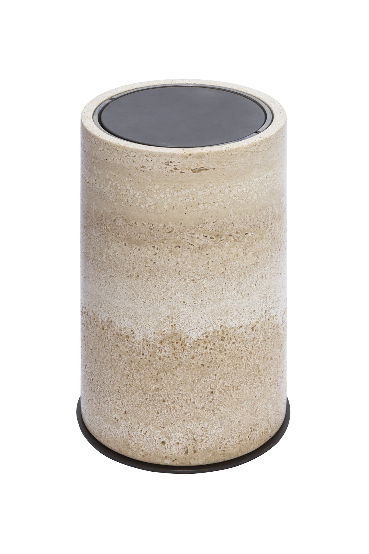 Giobagnara Positano Round Marble Bin | Brass base frame and plexiglass inner structure | Non-slip waterproof rubber base | Discover Luxury Home Accessories at 2Jour Concierge, the premier destination for luxury lifestyle essentials
