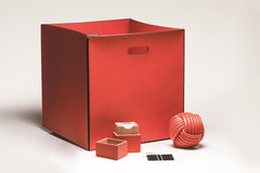 Marea Leather Storage Basket with Side Handles Square L