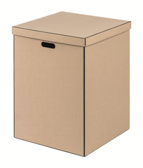Marea Leather Storage Basket with Side Handles Square High With Lid L