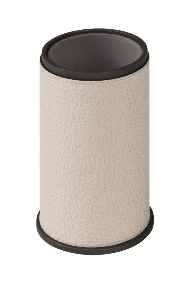 Giobagnara Positano toothbrush holder | Leather-covered solid brass structure with refined detailing | Brass base frame with non-slip waterproof rubber base | A timeless accessory for elevated bathroom decor | Available in chrome, bronze, or brass finishes | Bathroom accessories | 2Jour Concierge, your luxury lifestyle shop