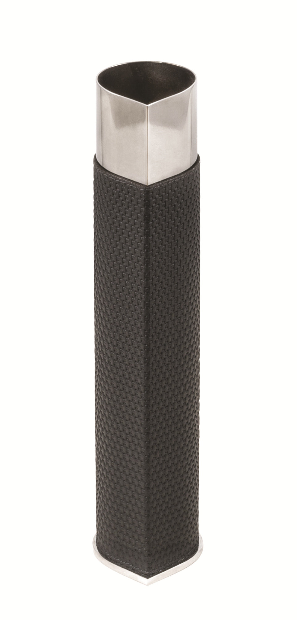 Giobagnara Drop Vase | Partially leather-covered metal vase with a magnetic base for flawless stability on ferrous surfaces or the optional stand (sold separately); offered in three luxurious finishes for versatile display | Home Decor / Vases | 2Jour Concierge, your luxury lifestyle shop