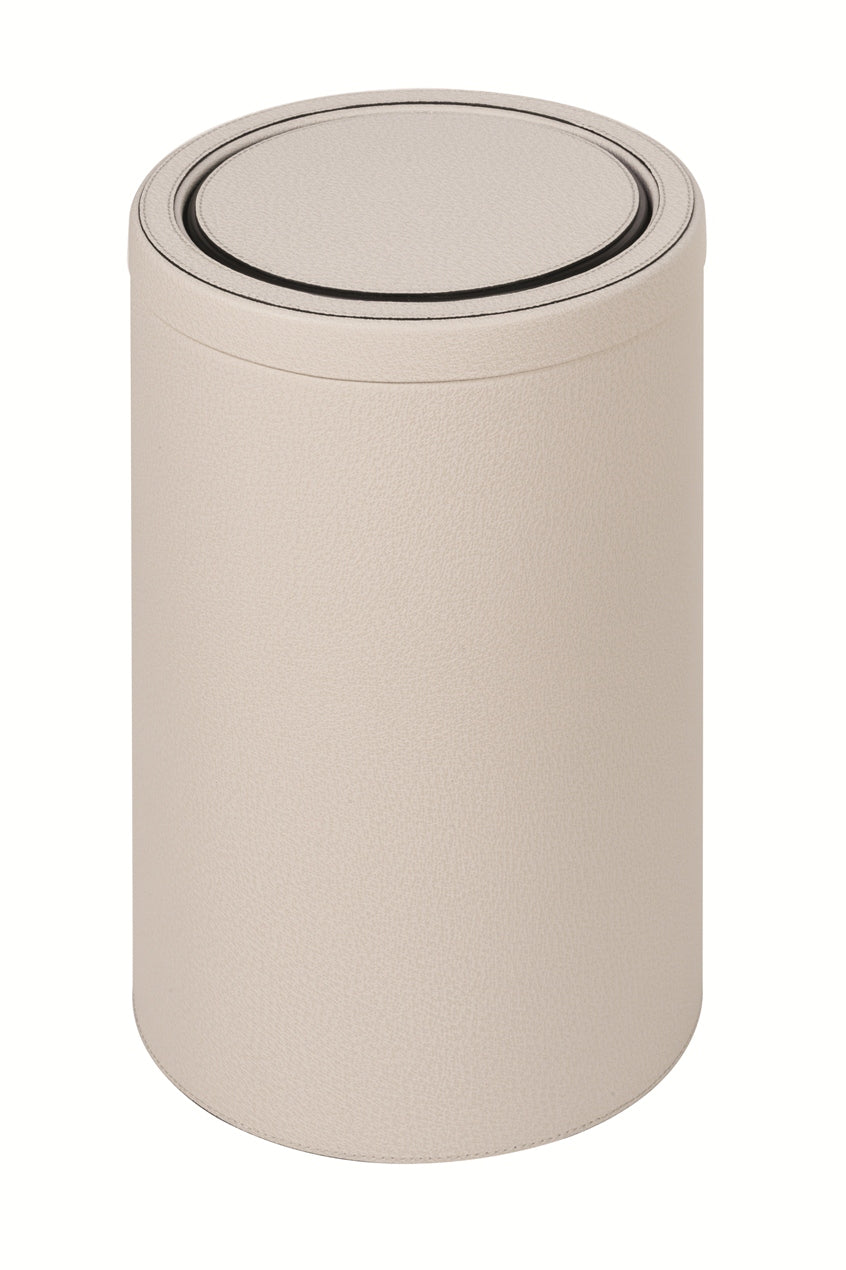 Giobagnara Swing Leather-Covered Metal Wastepaper Bin With Removable Lid | Stylish metal wastepaper bin covered in luxurious leather | Comes with a convenient removable lid | Explore exquisite home accessories at 2Jour Concierge, #1 luxury high-end gift & lifestyle shop