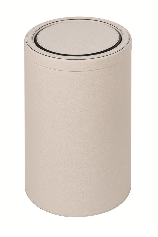Giobagnara Swing Leather-Covered Metal Wastepaper Bin With Removable Lid | Stylish metal wastepaper bin covered in luxurious leather | Comes with a convenient removable lid | Explore exquisite home accessories at 2Jour Concierge, #1 luxury high-end gift & lifestyle shop