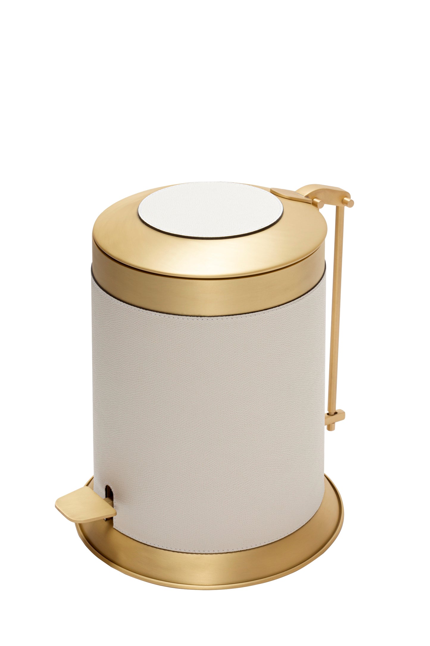 Giobagnara Bebop Metal Pedal Bin With Leather Inserts And Removable Container | Elegant metal pedal bin accented with luxurious leather details | Features a convenient removable container for easy cleaning | Discover premium home essentials at 2Jour Concierge, your destination for luxury lifestyle products