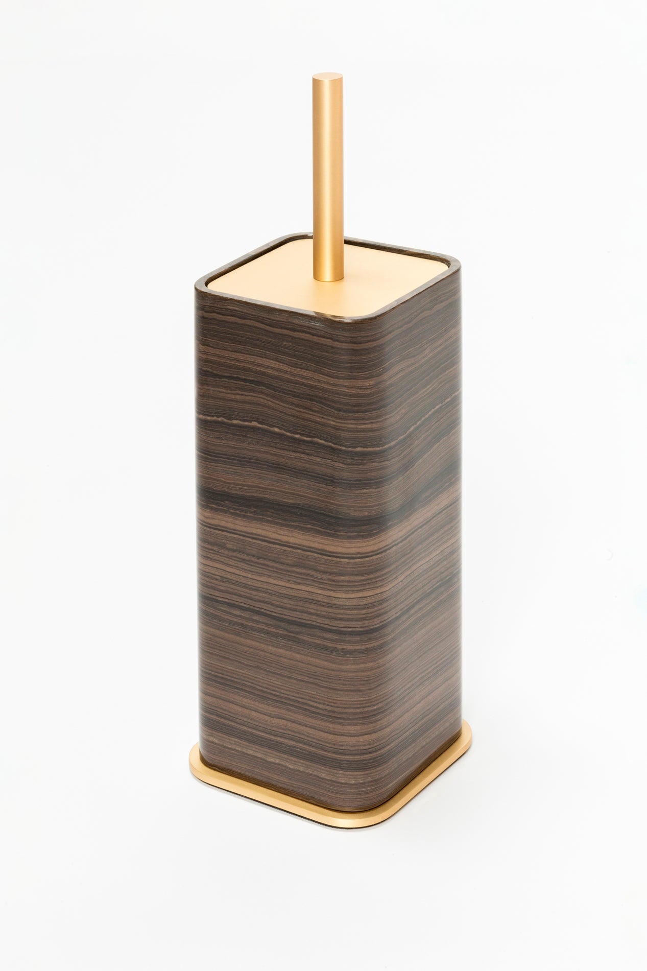 Giobagnara Polo Marble Toilet Brush | Marble Structure with Brass Base Frame | Non-Slip Waterproof Rubber Base | Part of Polo Marble Bathroom Set | Iconic Silhouette with Rounded Corners | Unique and Exclusive Design | Explore the Polo Marble Bathroom Collection at 2Jour Concierge, #1 luxury high-end gift & lifestyle shop