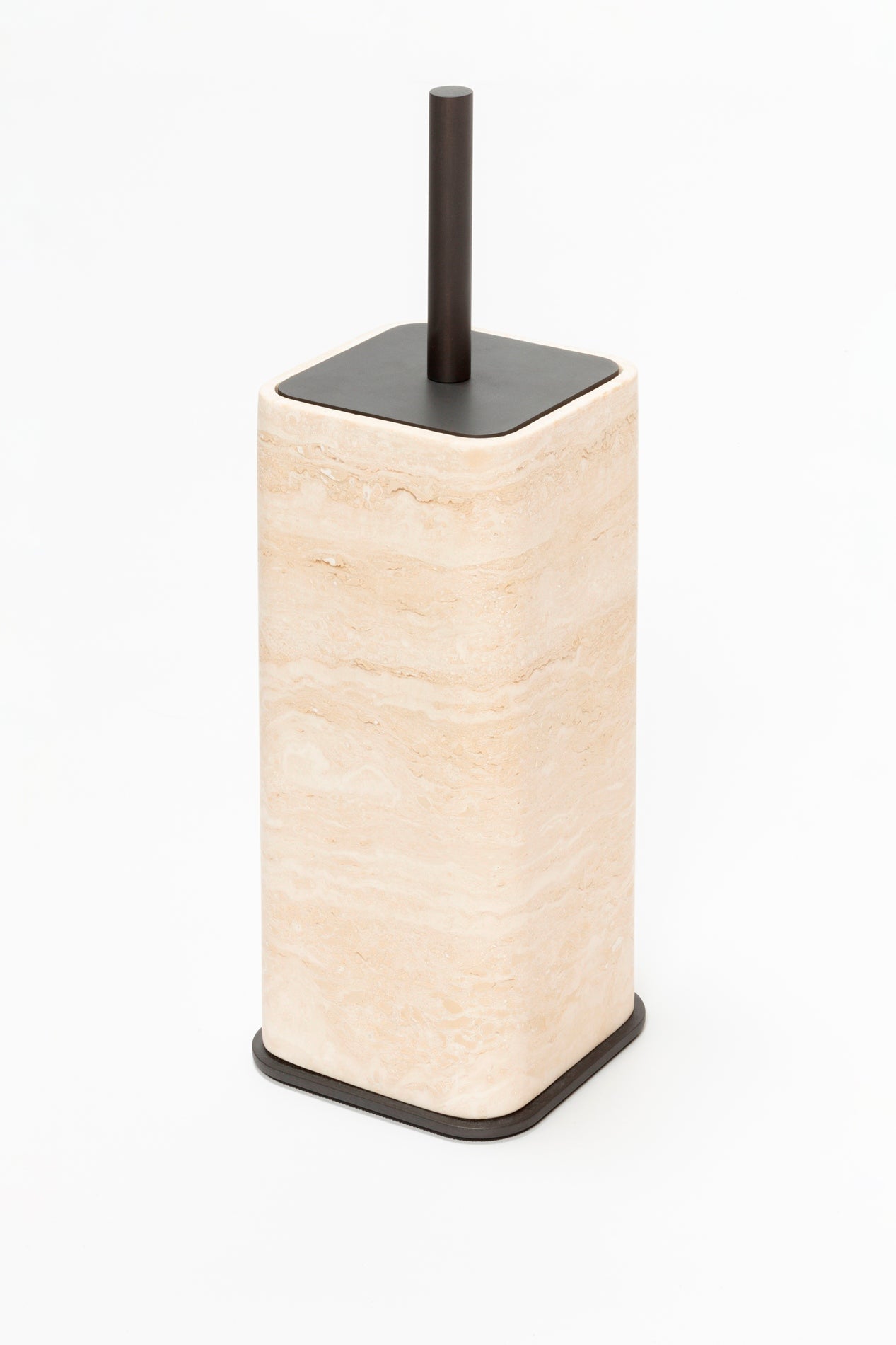Giobagnara Polo Marble Toilet Brush | Marble Structure with Brass Base Frame | Non-Slip Waterproof Rubber Base | Part of Polo Marble Bathroom Set | Iconic Silhouette with Rounded Corners | Unique and Exclusive Design | Explore the Polo Marble Bathroom Collection at 2Jour Concierge, #1 luxury high-end gift & lifestyle shop