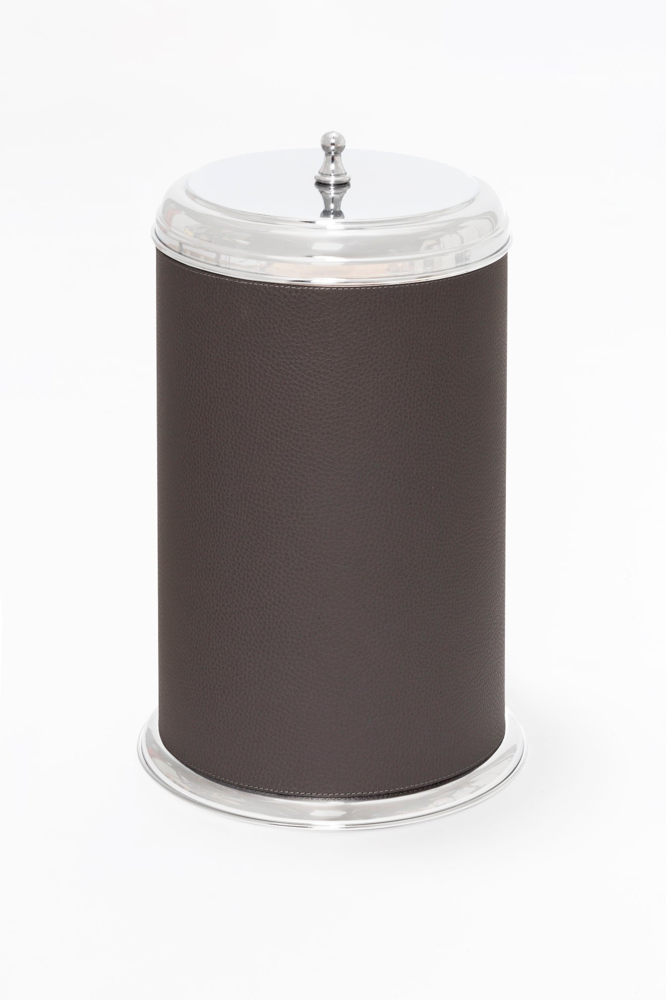 Giobagnara Dubai Leather-Covered Metal Bin With Lid | Part of Dubai Bathroom Collection | Luxurious Bath Accessories | Crafted with Fine Leather-Covered Metal Structure | Elegant and Functional Design | Explore the Dubai Bathroom Collection at 2Jour Concierge, #1 luxury high-end gift & lifestyle shop