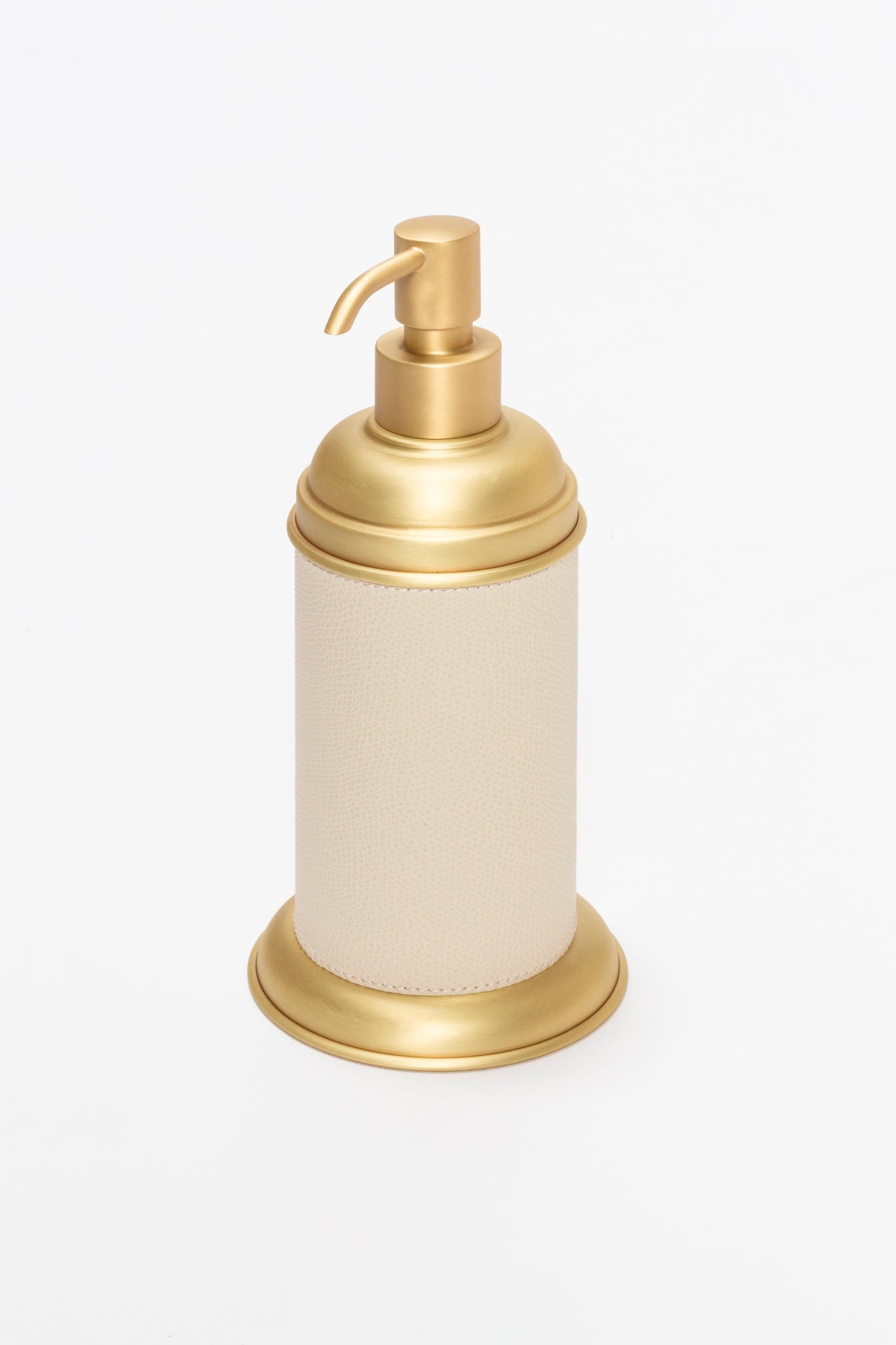 Giobagnara Dubai Leather-Covered Metal Soap Dispenser | Part of Dubai Bathroom Collection | Luxurious Bath Accessories | Crafted with Fine Leather-Covered Metal Structure | Different Finishes Available | Oriental-Inspired Design | Explore the Dubai Bathroom Collection at 2Jour Concierge, #1 luxury high-end gift & lifestyle shop