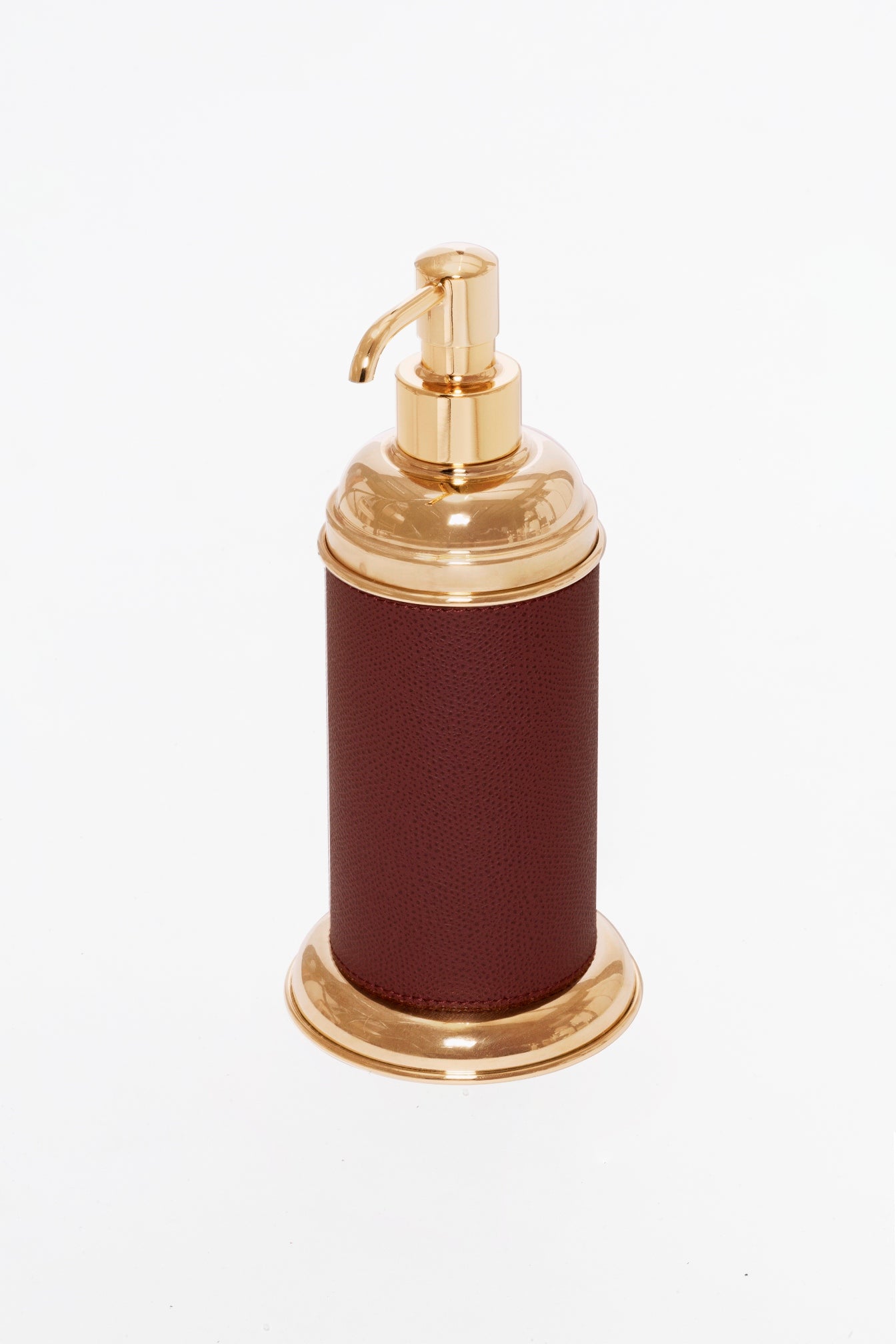 Giobagnara Dubai Leather-Covered Metal Soap Dispenser | Part of Dubai Bathroom Collection | Luxurious Bath Accessories | Crafted with Fine Leather-Covered Metal Structure | Different Finishes Available | Oriental-Inspired Design | Explore the Dubai Bathroom Collection at 2Jour Concierge, #1 luxury high-end gift & lifestyle shop