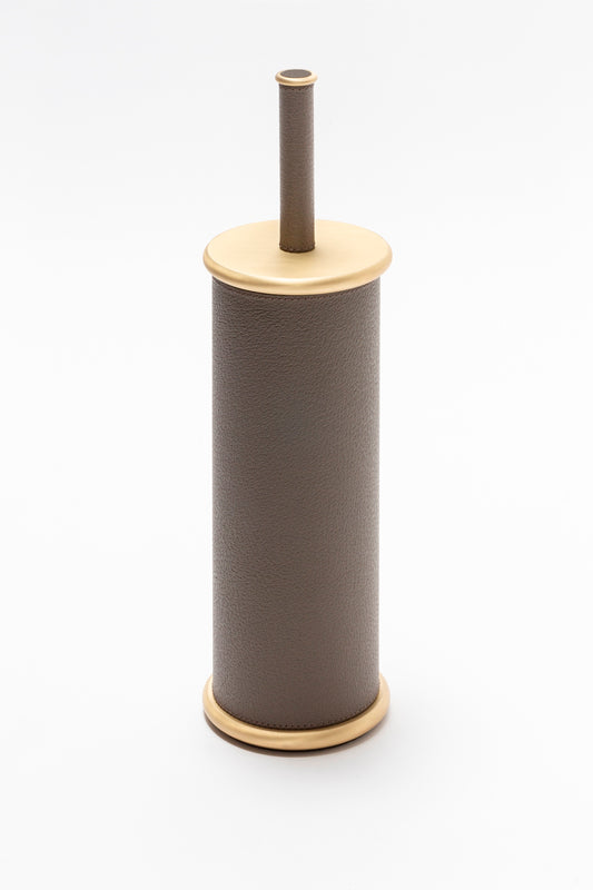 Giobagnara Ravello toilet brush | Part of the Ravello bathroom collection | Elegant, partially leather-covered metal structure with refined rounded edges | Features a non-slip waterproof rubber base for stability and durability | Available in chrome, bronze, or brass finishes | Bathroom accessories | 2Jour Concierge, your luxury lifestyle shop