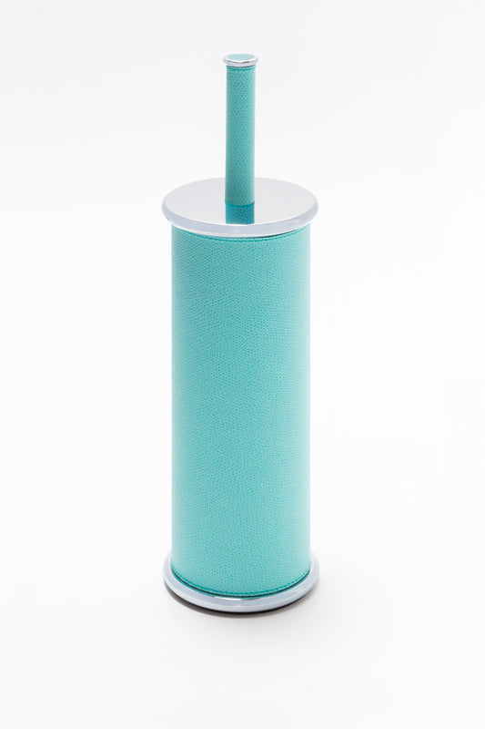 Giobagnara Ravello toilet brush | Part of the Ravello bathroom collection | Elegant, partially leather-covered metal structure with refined rounded edges | Features a non-slip waterproof rubber base for stability and durability | Available in chrome, bronze, or brass finishes | Bathroom accessories | 2Jour Concierge, your luxury lifestyle shop