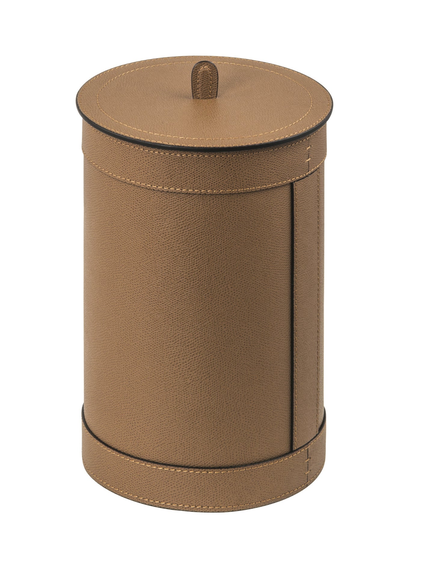 Giobagnara | Brus All-Leather Bin: All-leather bin with removable metal inner part, available in seven sizes with or without lid | Storage / Bins | 2Jour Concierge, your luxury lifestyle shop | luxury leather bin, designer waste bin, leather storage accessories, Italian leather objects, high-end interior accessories, luxury home office bin, designer bin with lid, Giobagnara leather goods, premium desk accessories, refined storage solutions