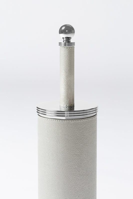 Giobagnara Amalfi Leather-Covered Brass Round Toilet Brush | Part of Amalfi Leather-Covered Brass Bathroom Set | Elegant Metal Design | Leather-Covered for a Luxurious Feel | Brass Base for Durability | Non-Slip Waterproof Rubber Base | Discover the Amalfi Collection at 2Jour Concierge, #1 luxury high-end gift & lifestyle shop