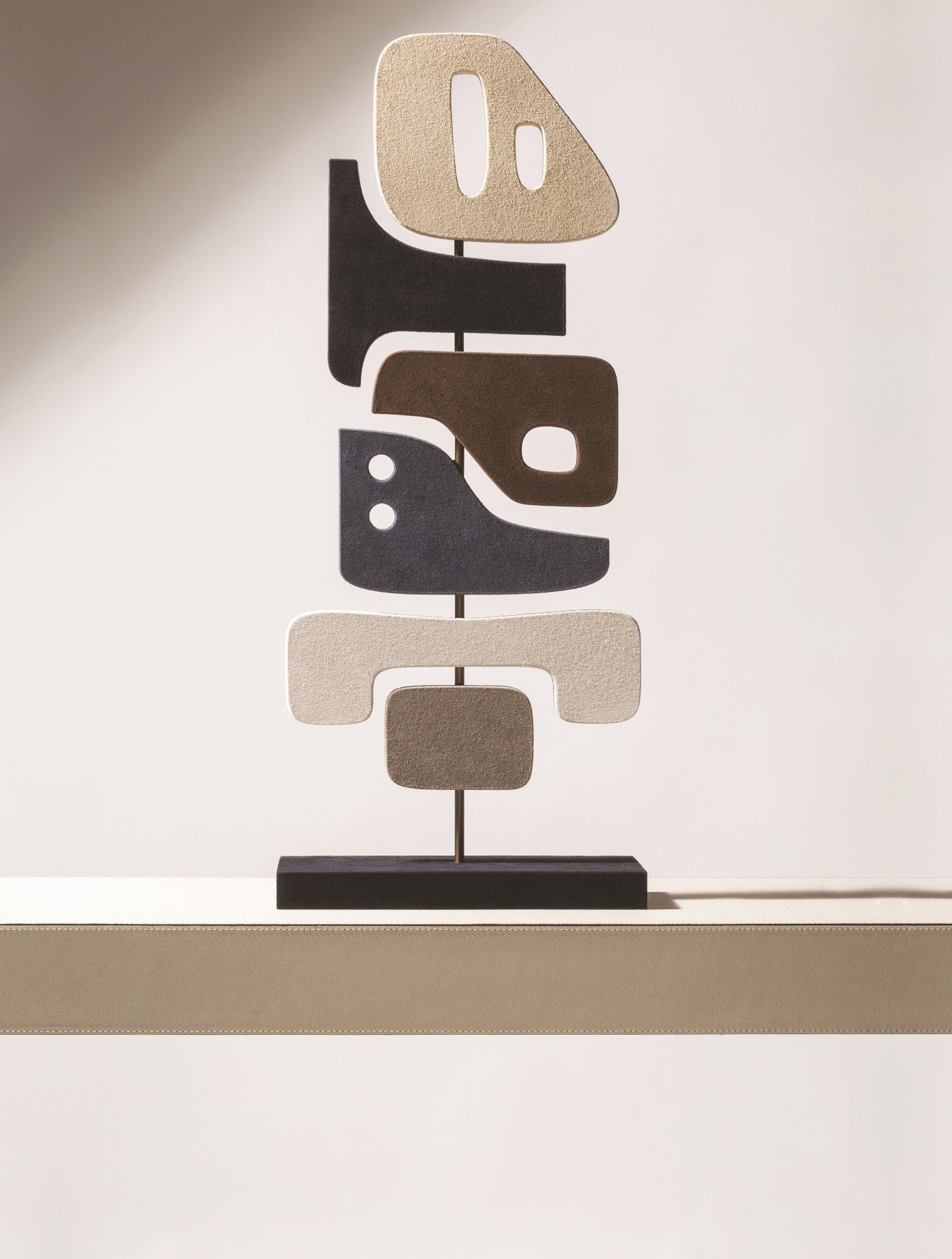 Giobagnara x Stéphane Parmentier: Suede-Covered Wood Tabou Sculpture 3 with Bronze Sticks | Artistic Home Decor, Elegant Sculpture & Collectible Items | 2Jour Concierge, #1 luxury high-end gift & lifestyle shop
