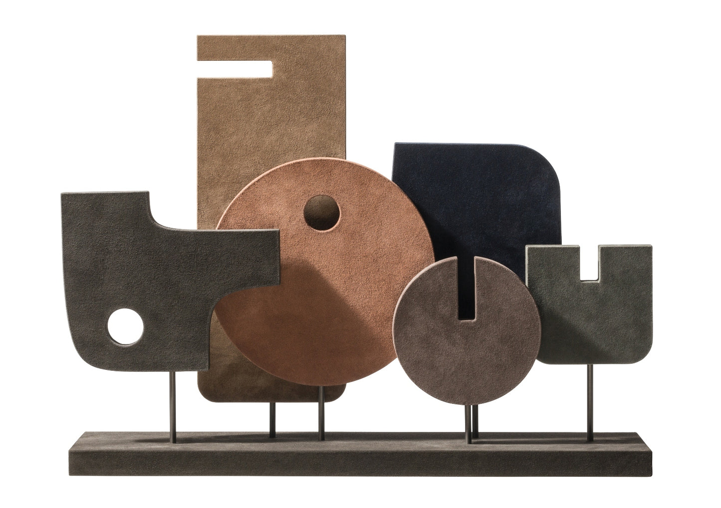 Giobagnara x Stéphane Parmentier: Suede-Covered Wood Tabou Sculpture 5 with Bronze Sticks | Artistic Home Decor, Elegant Sculpture & Collectible Items | 2Jour Concierge, #1 luxury high-end gift & lifestyle shop