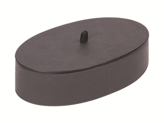 Giobagnara Harris Trinket Box | All leather-covered with removable lid | Available in oval and round shapes, in various sizes | Home Decor and Storage | 2Jour Concierge, your luxury lifestyle shop