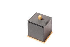 Firenze Leather-Covered Wood Trinket Box With Lid Square Mini