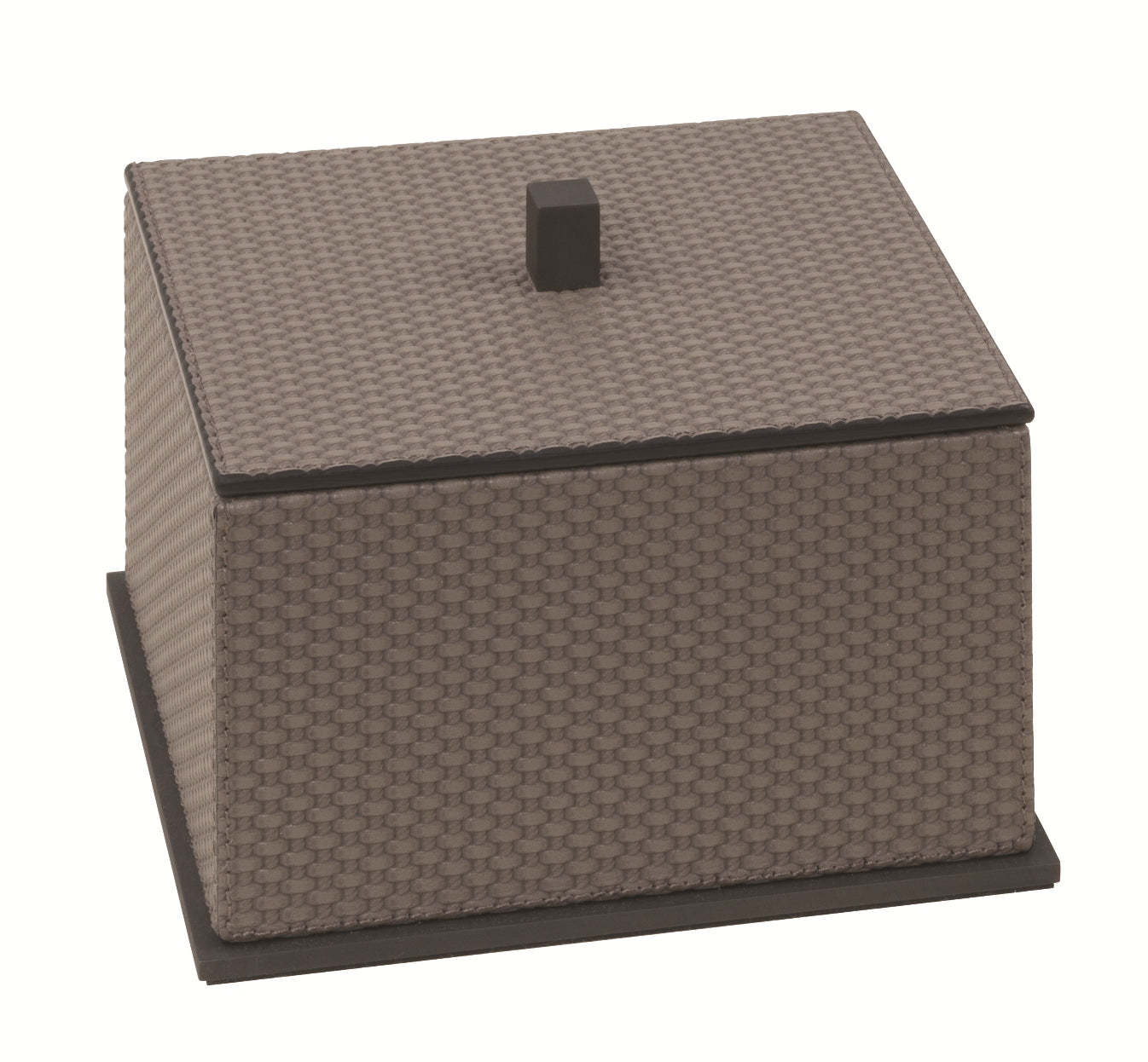 Giobagnara Firenze Box | Leather-Covered Wood Structure | Metal Base Frame | Metal Handle in Three Finishes | Removable Lid | Non-Slip Waterproof Rubber Base | Part of Firenze Bathroom Set | Perfect for Yacht Decor | Available exclusively at 2Jour Concierge