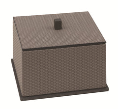 Firenze Leather-Covered Wood Trinket Box With Lid Square Medium