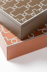 San Marco Leather-Covered Wood Trinket Box Square with Removable Lid