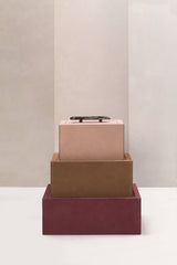 Ambra Leather-Covered Wood Trinket Box Square