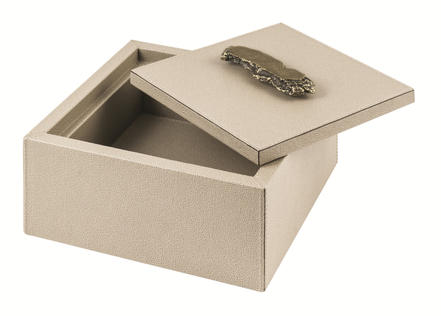 Ambra Leather-Covered Wood Trinket Box Square M