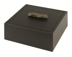 Ambra Leather-Covered Wood Trinket Box Square L