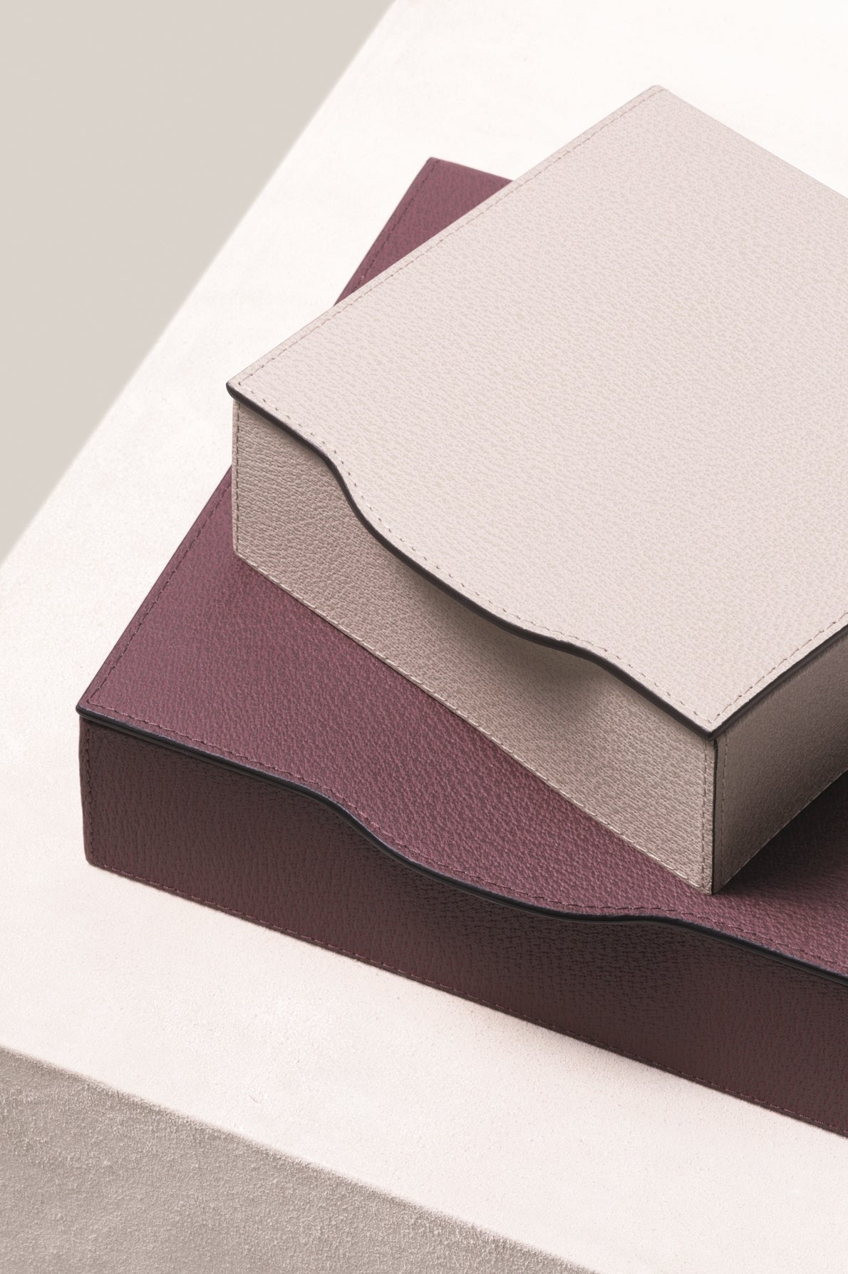 Giobagnara Luna Trinket Box | Leather-covered wood structure with hinged lid | Available in square, rectangular, and long rectangular shapes | Home Decor and Storage | 2Jour Concierge, your luxury lifestyle shop