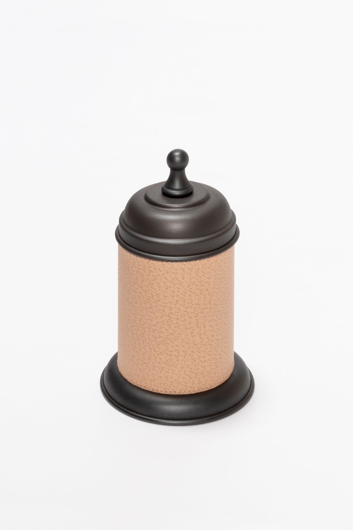 Dubai Round Leather-Covered Metal Box Small
