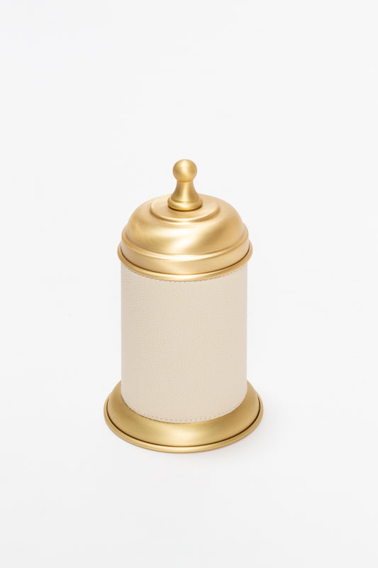 Dubai Round Leather-Covered Metal Box S