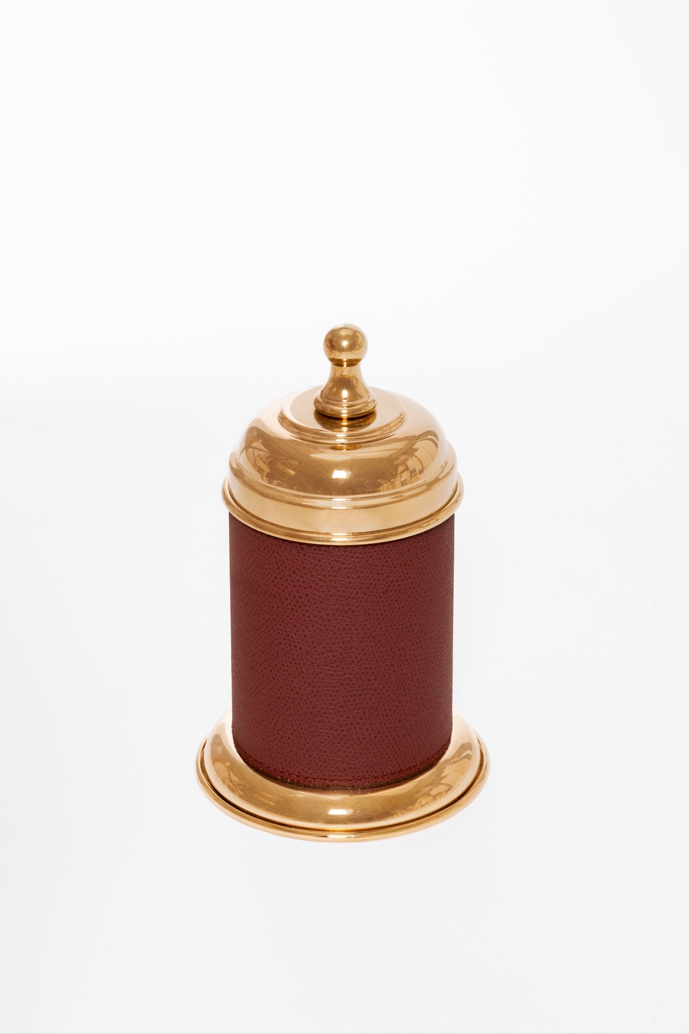 Dubai Round Leather-Covered Metal Box Small
