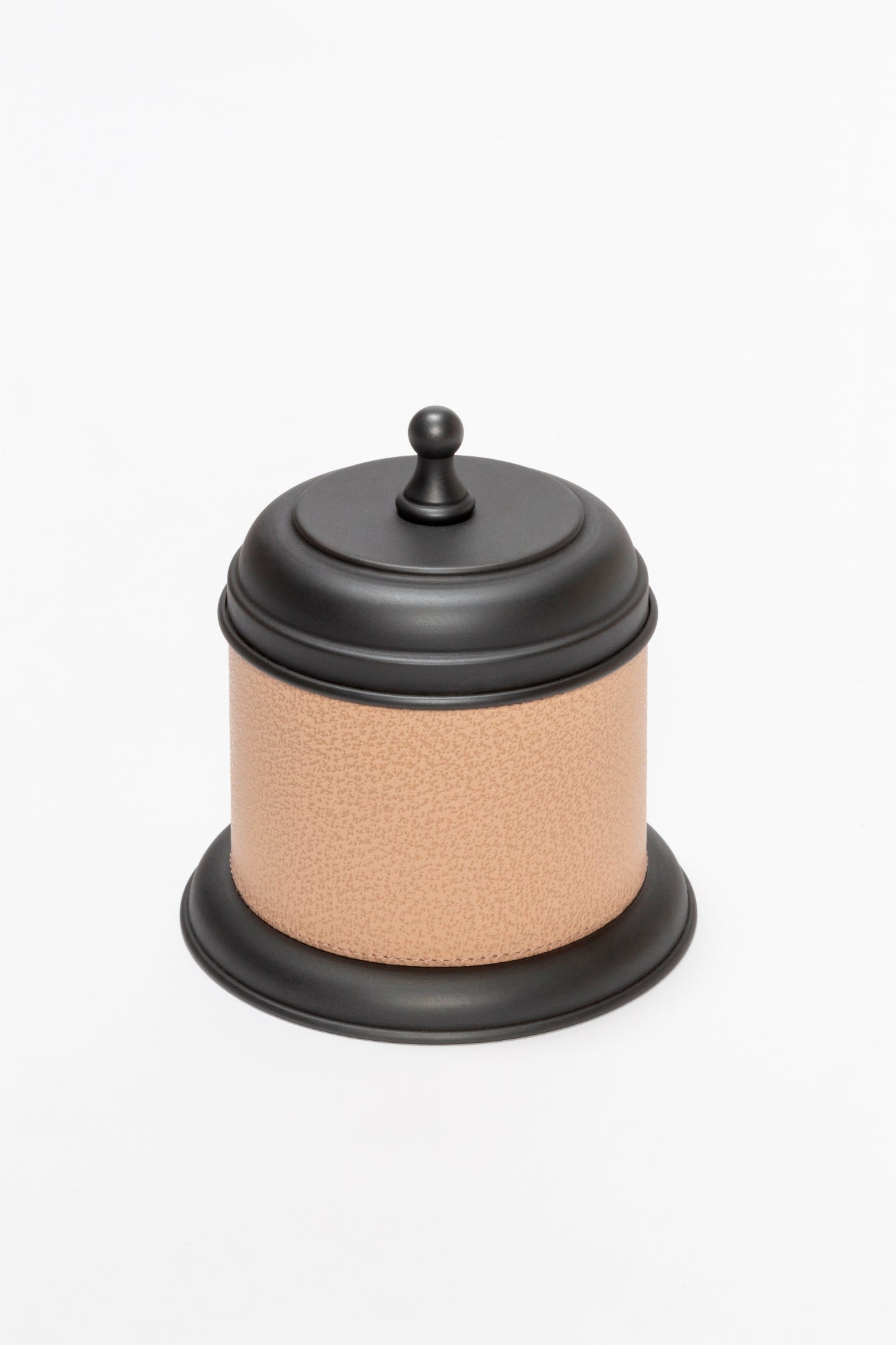 Dubai Round Leather-Covered Metal Box Large