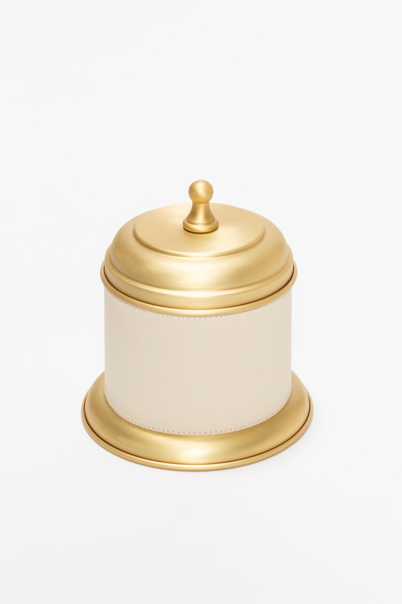 Dubai Round Leather-Covered Metal Box Large