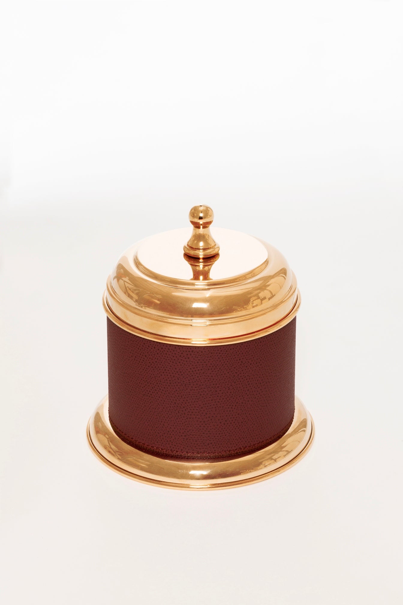 Dubai Round Leather-Covered Metal Box Large