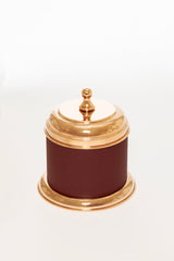 Dubai Round Leather-Covered Metal Box Large