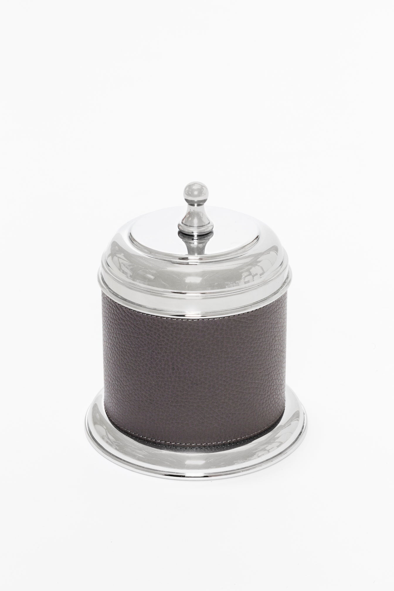 Dubai Round Leather-Covered Metal Box Large