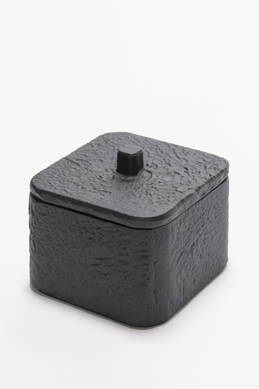 Giobagnara Riace Small Box | Part of the Riace Imperfect Bronze Bathroom Set | Cast aluminum structure with burnished bronze finish, complete with a lid | Natural imperfections on the surface create a unique primal touch | Features a non-slip waterproof rubber base | Bathroom Accessories and Storage | Product Code: HB741 | 2Jour Concierge, your luxury lifestyle shop