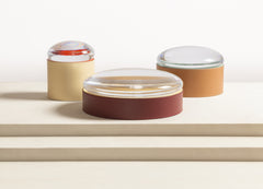 x Stephane Parmentier Dew Leather Trinket Box Round with Plexiglass Lid