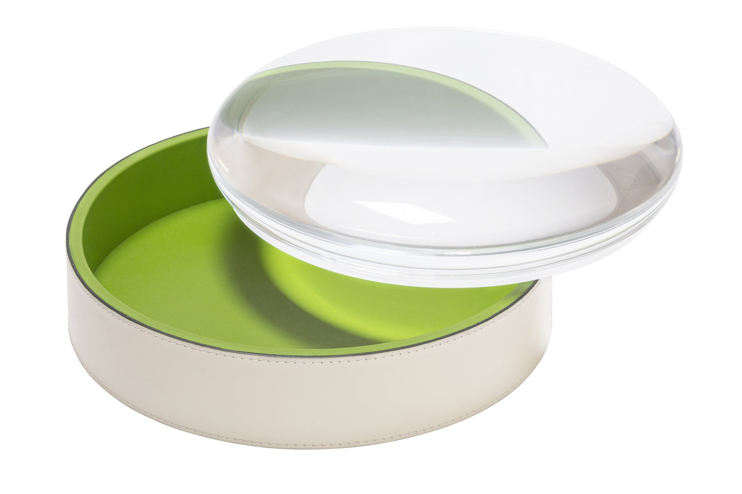 x Stephane Parmentier Dew Leather Trinket Box Round with Plexiglass Lid n°3