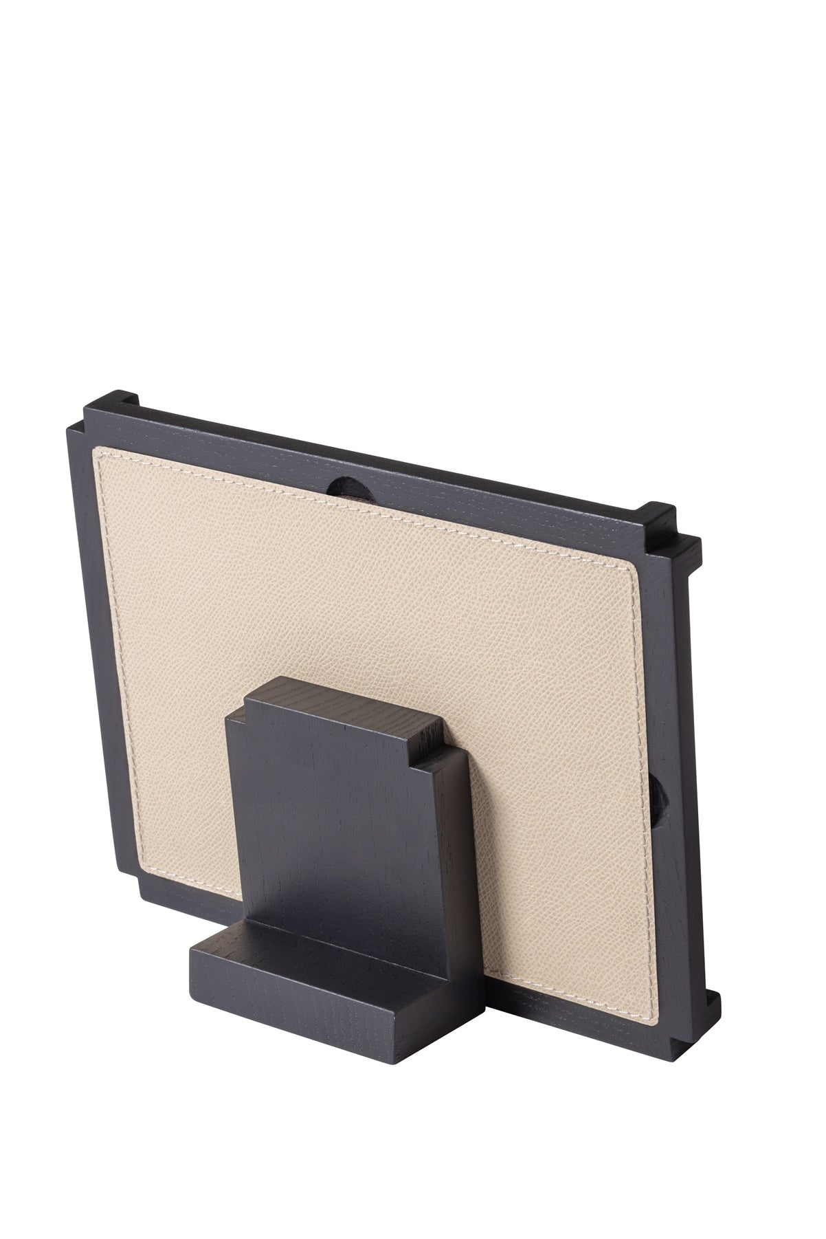 Giobagnara Structura Leather & Wood Picture Frame | Minimal design with distinctive "L" shaped corners | Combines wood and the finest Italian leather for perfect aesthetic balance | Magnetic back support allows for horizontal or vertical display | Elegant and versatile accessory | Home Decor and Accessories | 2Jour Concierge, your luxury lifestyle shop