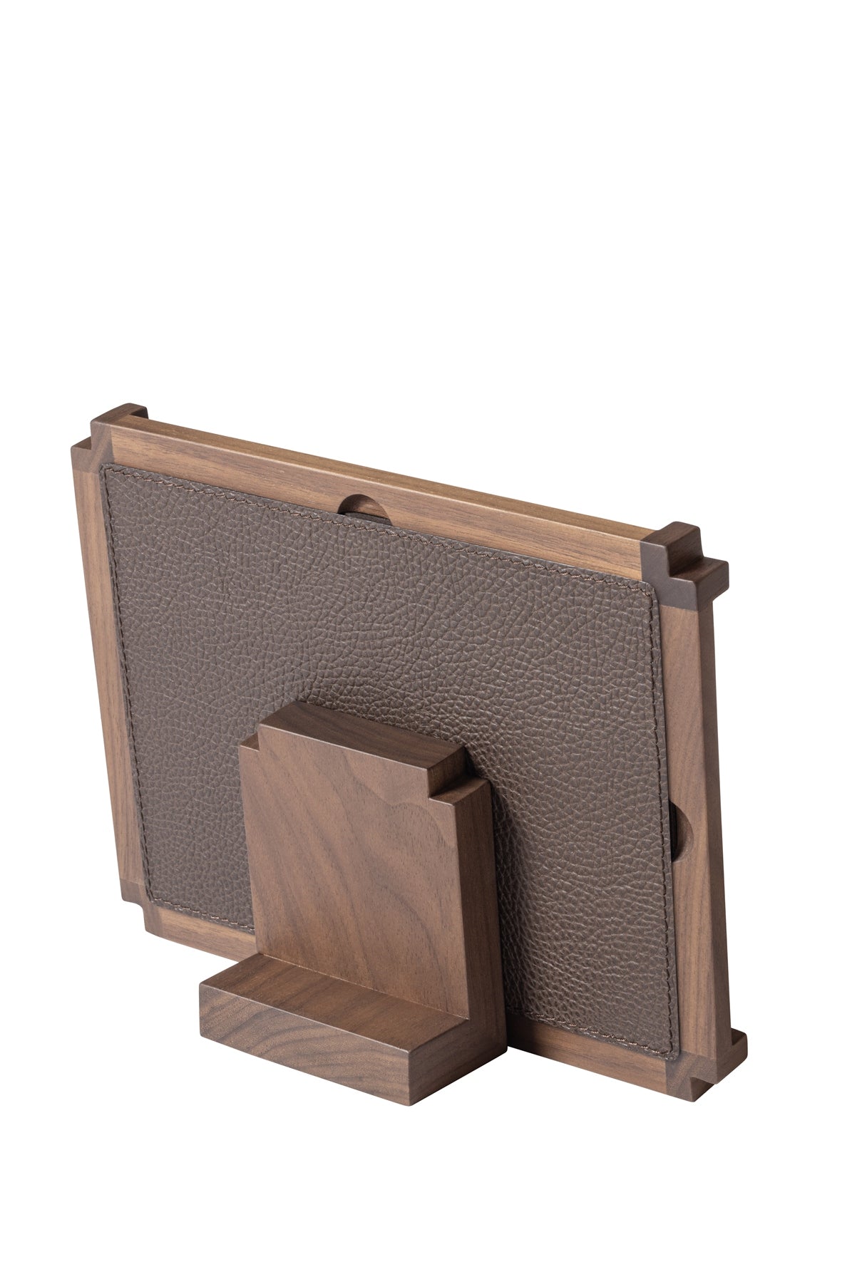 Giobagnara Structura Leather & Wood Picture Frame | Minimal design with distinctive "L" shaped corners | Combines wood and the finest Italian leather for perfect aesthetic balance | Magnetic back support allows for horizontal or vertical display | Elegant and versatile accessory | Home Decor and Accessories | 2Jour Concierge, your luxury lifestyle shop