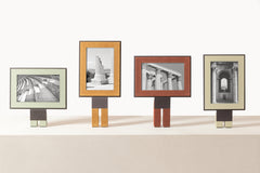 Pillar Metal Picture | Menu Frame Stand w Leather Inserts