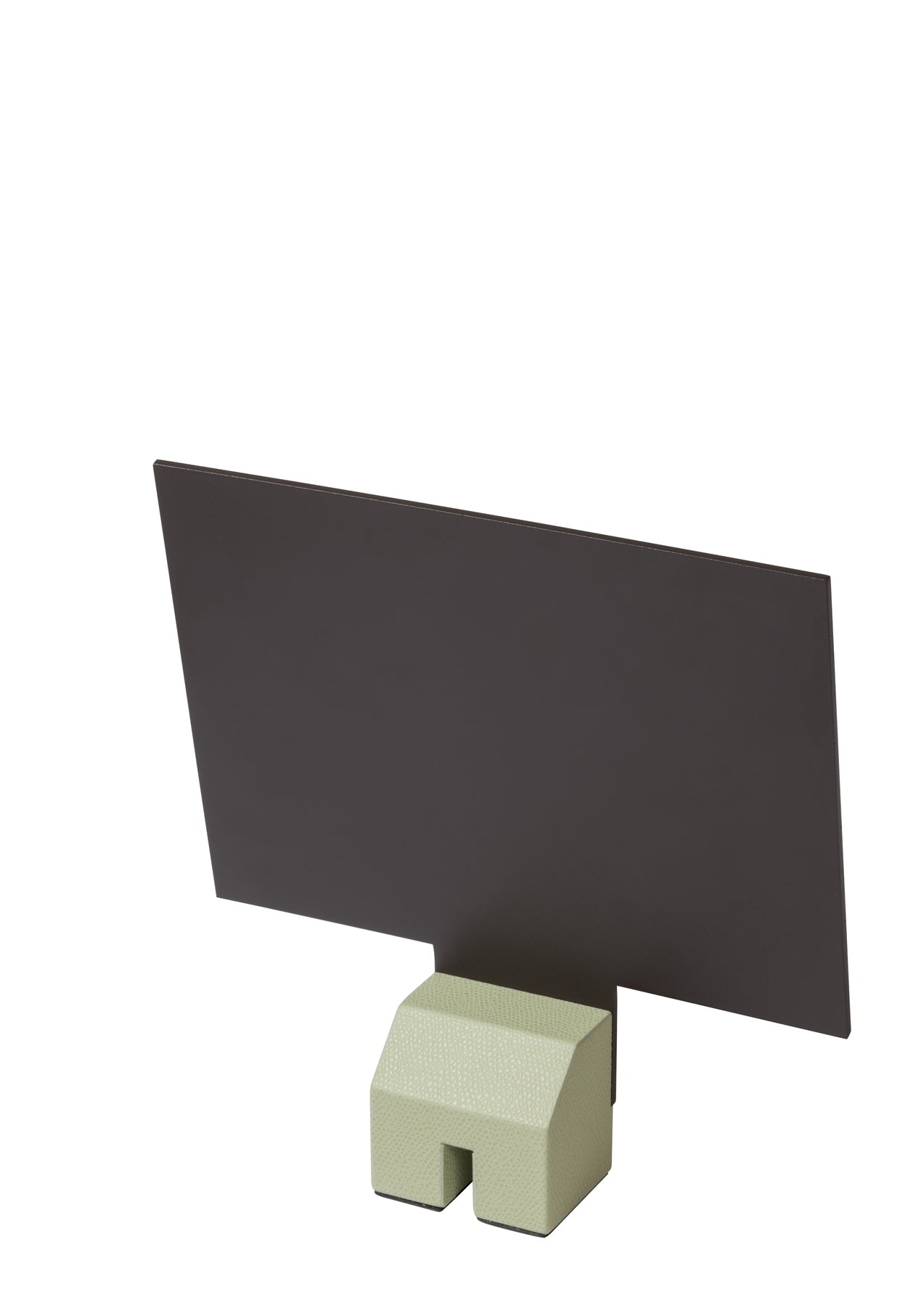 Giobagnara Pillar Leather Picture | Menu Frame Stand | Metal frame with luxurious all-leather accents or a leather and travertine combination | Available in various heights, vertical and horizontal orientations | Ideal for showcasing pictures, restaurant menus, or hospitality information | Monolithic column-like base inspired by classic architecture | Timeless strength and elegance | Designed by Simone Fanciullacci | Home Decor, Hospitality, and Accessories | 2Jour Concierge, your luxury lifestyle shop