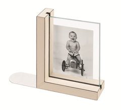Mia Leather-Covered Wood Bookend Picture Frame With Steel Base