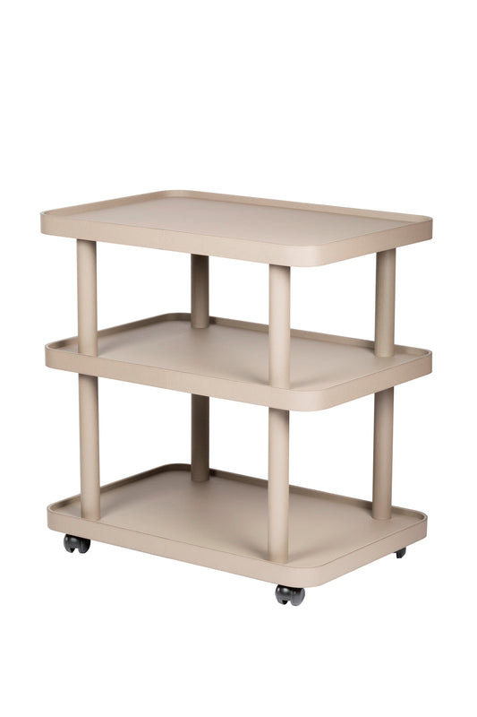 Chariot de polo à trois niveaux : bois recouvert de cuir, plateau supérieur amovible, rectangulaire